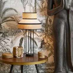 Market Set Lampe En Lin Lave Et Cannage H59cm Nude - Singapour -SEMA DESIGN Boutique 623127 FRN05 WEB