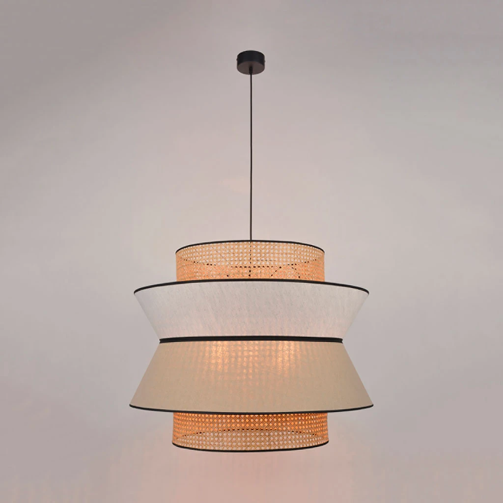 Market Set Suspension En Lin Lavé Et Cannage H60cm Nude - Singapour 5 Market Set Suspension En Lin Lavé Et Cannage H60cm Nude - Singapour – Image 3