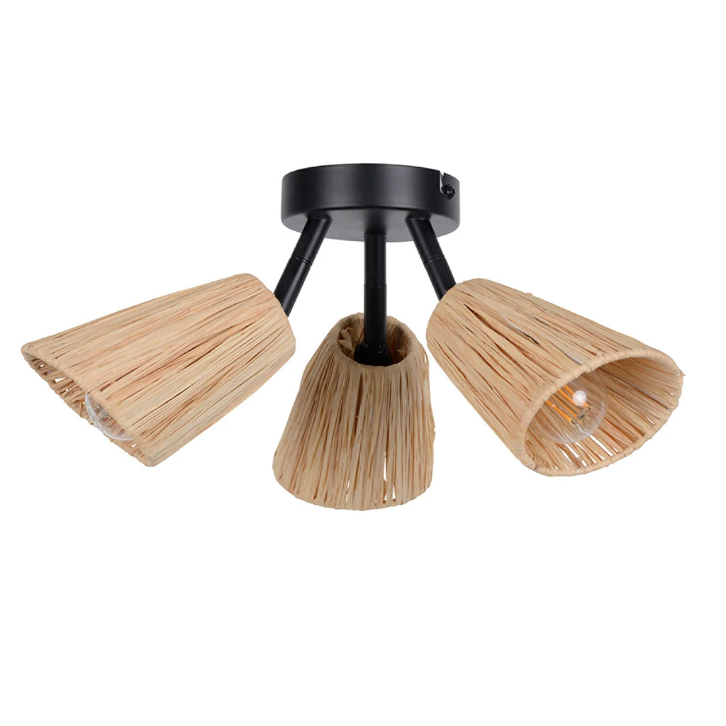 Corep Spot 3 Lumières En Raphia D26cm Naturel - Playa 3 Corep Spot 3 Lumières En Raphia D26cm Naturel - Playa