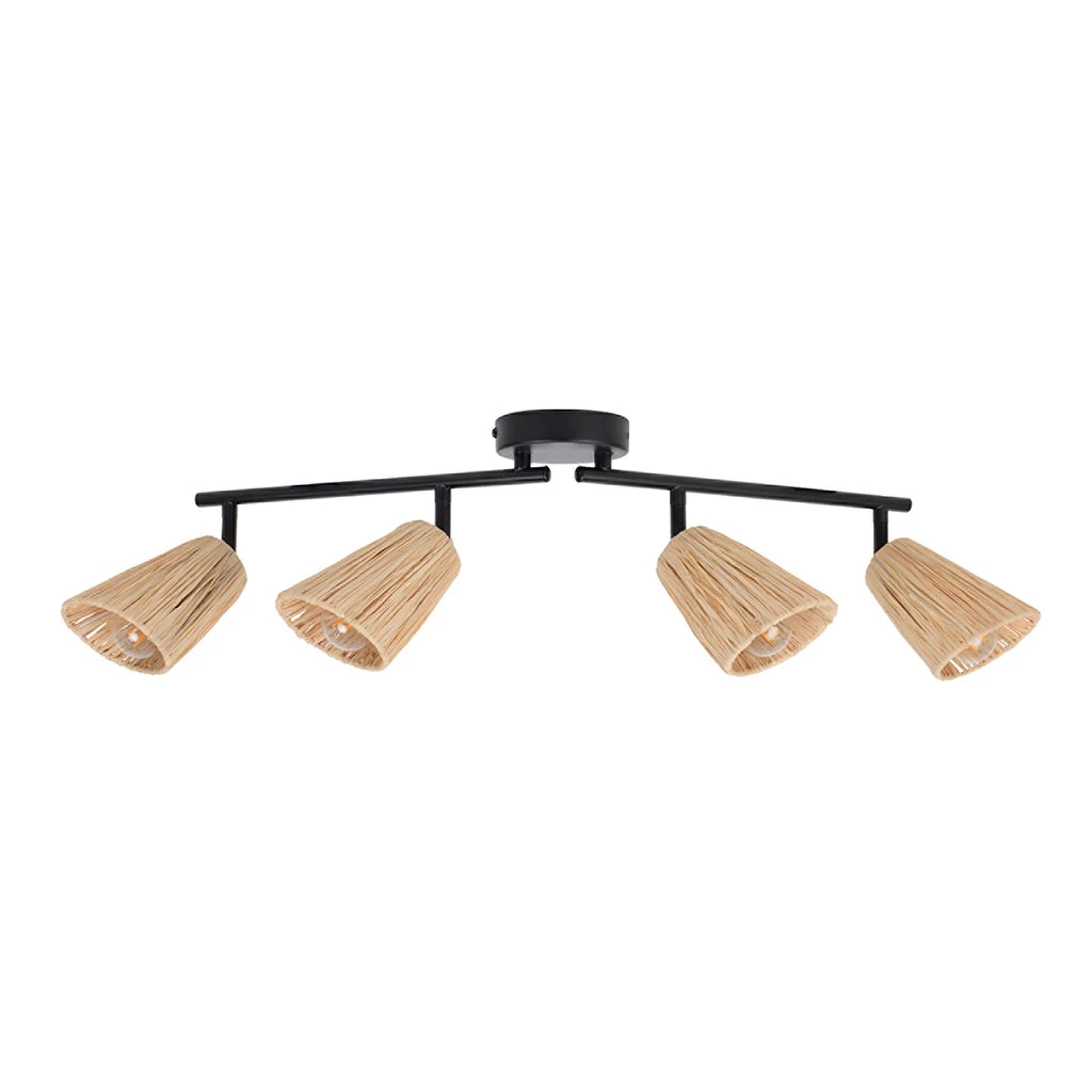 Corep Spot 4 Lumières En Raphia L60cm Naturel - Playa 3 Corep Spot 4 Lumières En Raphia L60cm Naturel - Playa