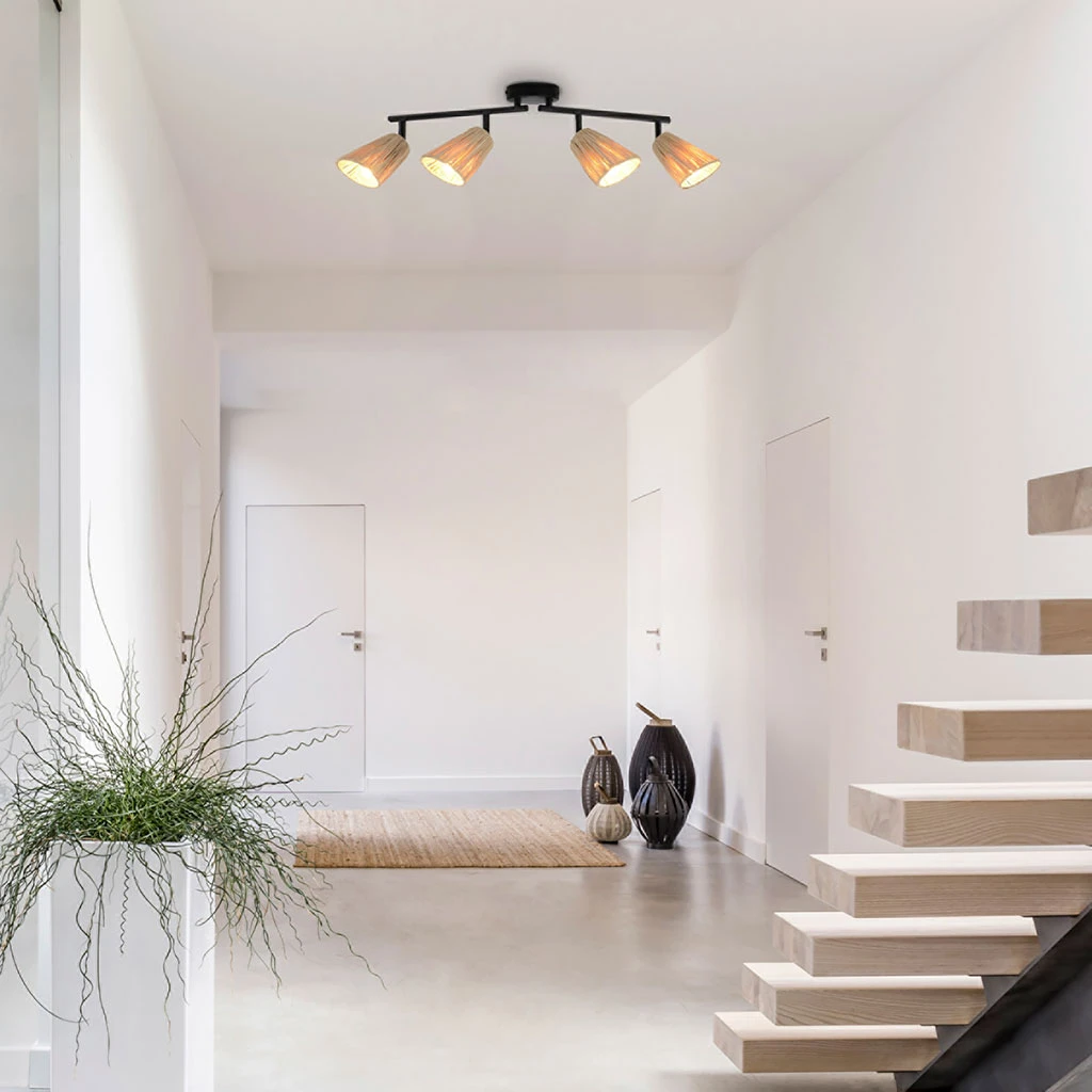 Corep Spot 4 Lumières En Raphia L60cm Naturel - Playa 5 Corep Spot 4 Lumières En Raphia L60cm Naturel - Playa – Image 3