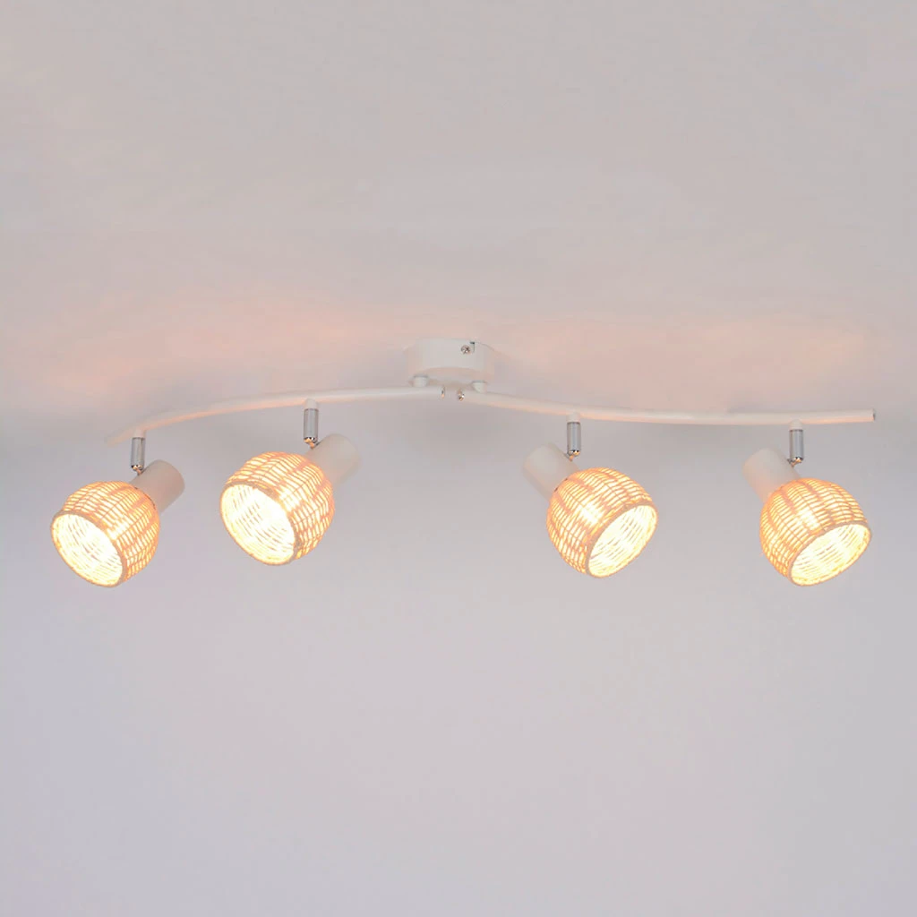 Corep Spot 4 Lumières En Métal Et Rotin Tressé L80cm Naturel - Calanques 4 Corep Spot 4 Lumières En Métal Et Rotin Tressé L80cm Naturel - Calanques – Image 2