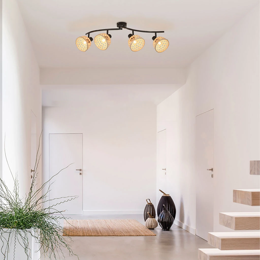 Corep Spot 4 Lumières En Métal Et Bambou L78cm Noir - Kami 5 Corep Spot 4 Lumières En Métal Et Bambou L78cm Noir - Kami – Image 3