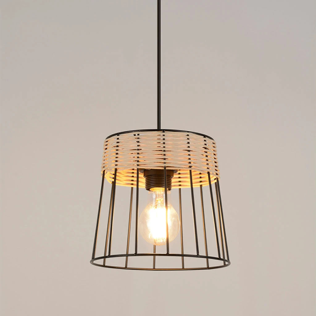 Corep Suspension En Métal Et Rotin D20cm Noir Mat - Indah 4 Corep Suspension En Métal Et Rotin D20cm Noir Mat - Indah – Image 2