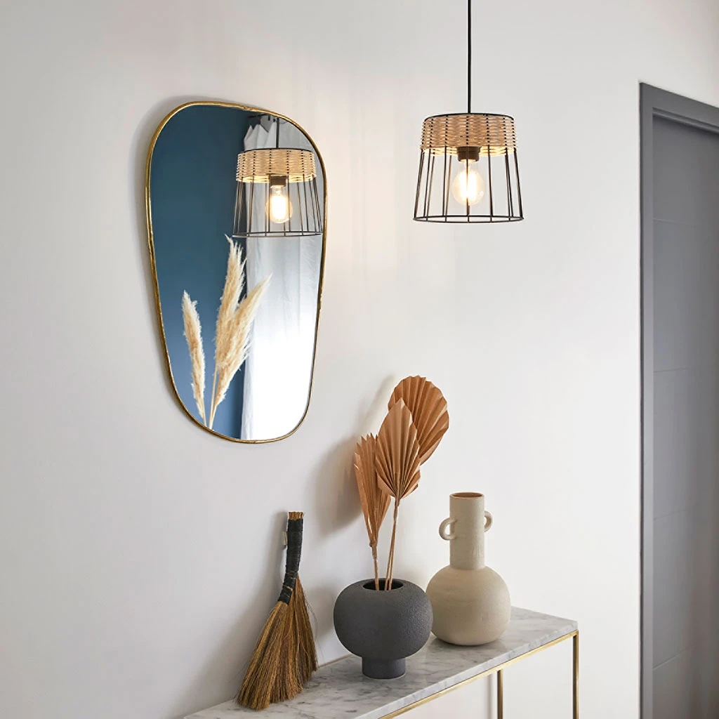 Corep Suspension En Métal Et Rotin D20cm Noir Mat - Indah 5 Corep Suspension En Métal Et Rotin D20cm Noir Mat - Indah – Image 3