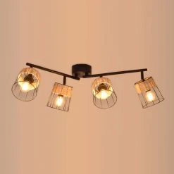 Corep Spot En Métal Et Rotin L66cm Noir Mat - Indah -SEMA DESIGN Boutique 631542 FRN02 WEB