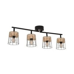 Corep Spot En Métal Et Rotin L66cm Noir Mat - Indah -SEMA DESIGN Boutique 631542 FRN03 WEB