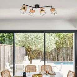 Corep Spot En Métal Et Rotin L66cm Noir Mat - Indah -SEMA DESIGN Boutique 631542 FRN06 WEB