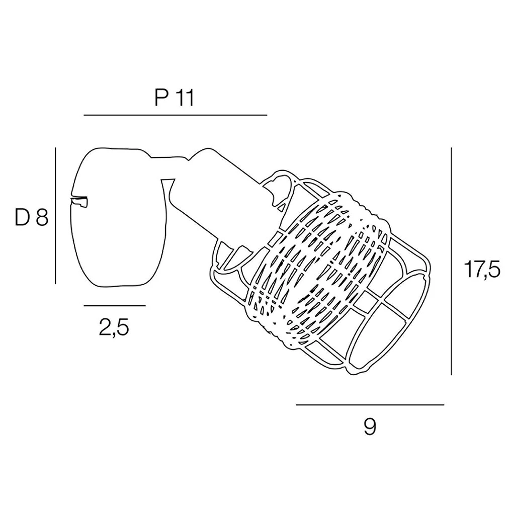 Corep Spot 1 Lumière En Métal Et Rotin H17.5cm Brun - Bali 6 Corep Spot 1 Lumière En Métal Et Rotin H17.5cm Brun - Bali – Image 4