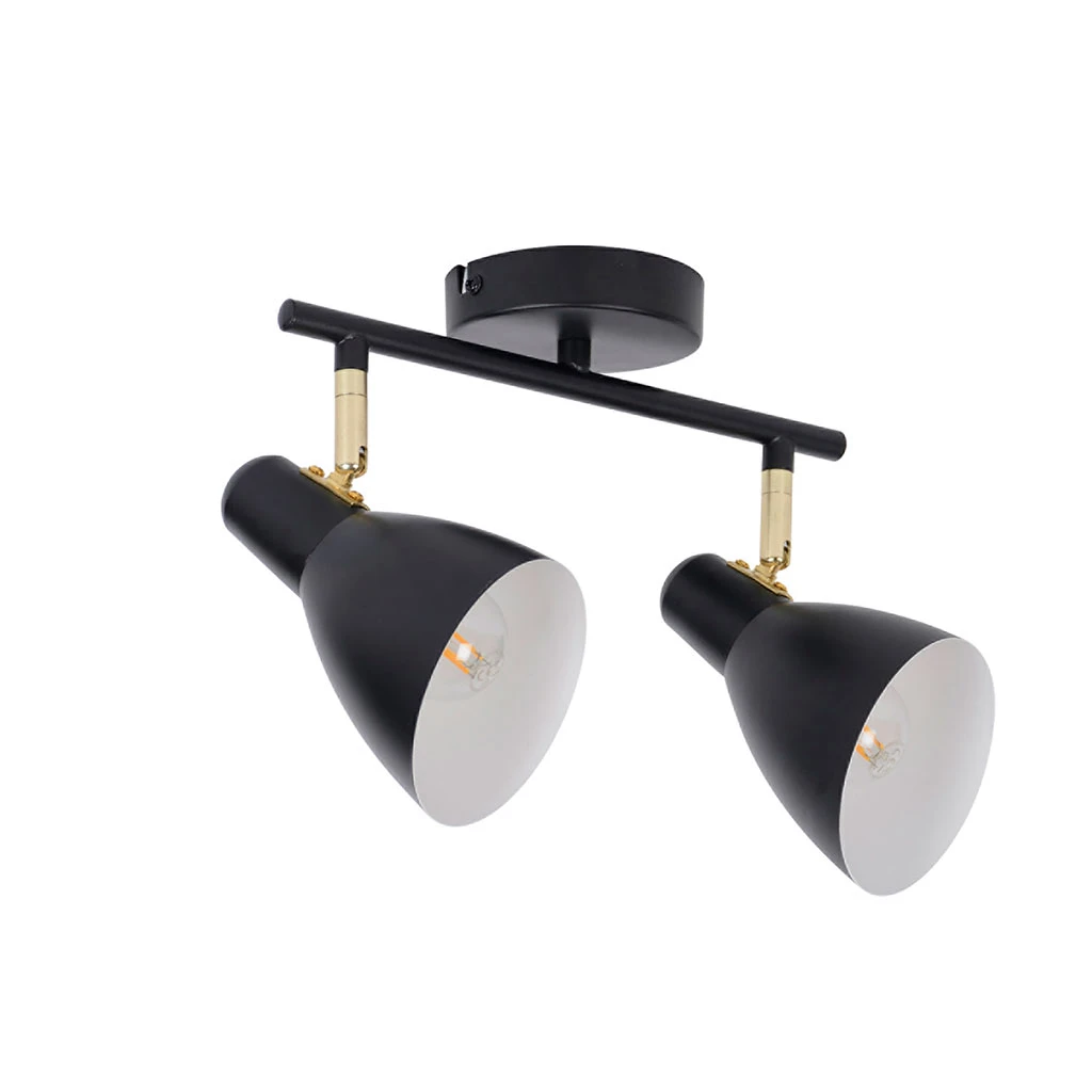 Corep Spot 2 Lumières En Métal Et Laiton L31cm Noir Mat - Marcel 3 Corep Spot 2 Lumières En Métal Et Laiton L31cm Noir Mat - Marcel