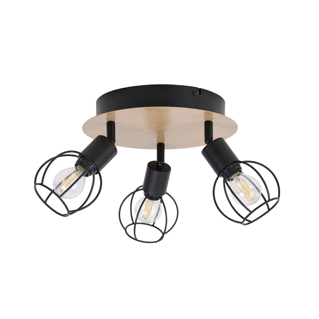 Corep Spot 3 Lumières En Métal D24cm Noir Et Naturel - Owen 3 Corep Spot 3 Lumières En Métal D24cm Noir Et Naturel - Owen