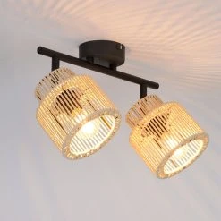 Corep Spot 2 Lumières En Métal Et Cordelette L31.5cm Naturel - Cancun -SEMA DESIGN Boutique 631619 FRN02 WEB