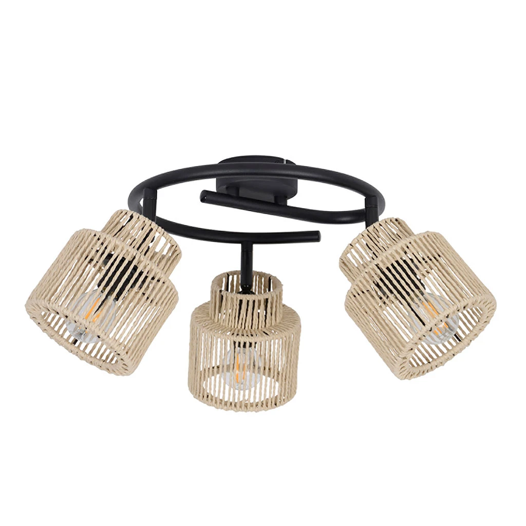 Corep Spot 3 Lumières En Métal Et Cordelette D47cm Naturel - Cancun 3 Corep Spot 3 Lumières En Métal Et Cordelette D47cm Naturel - Cancun