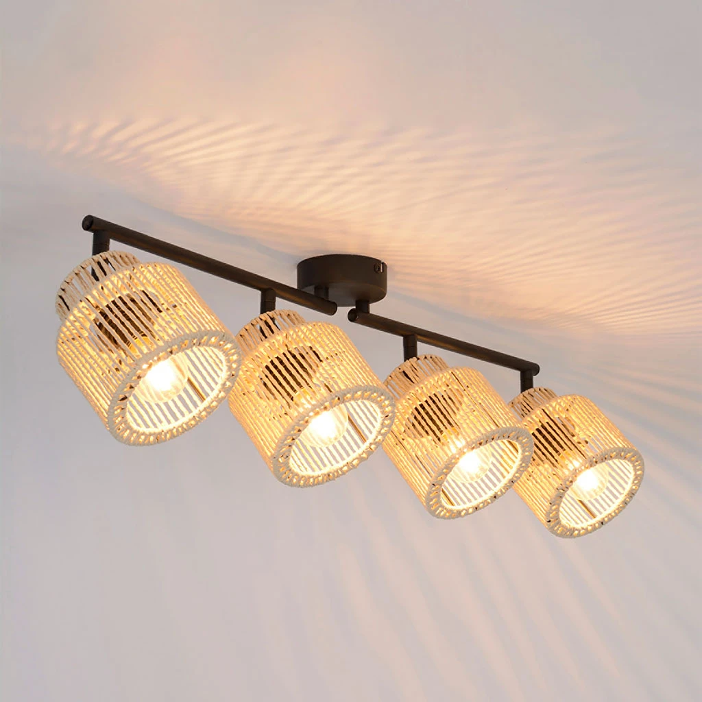 Corep Spot 4 Lumières En Métal Et Cordelette L66cm Naturel - Cancun 4 Corep Spot 4 Lumières En Métal Et Cordelette L66cm Naturel - Cancun – Image 2