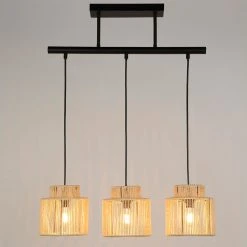 Corep Suspension 3 Lumière En Métal Et Cordelette Tressé L60cm Naturel - Cancun -SEMA DESIGN Boutique 631629 FRN02 WEB