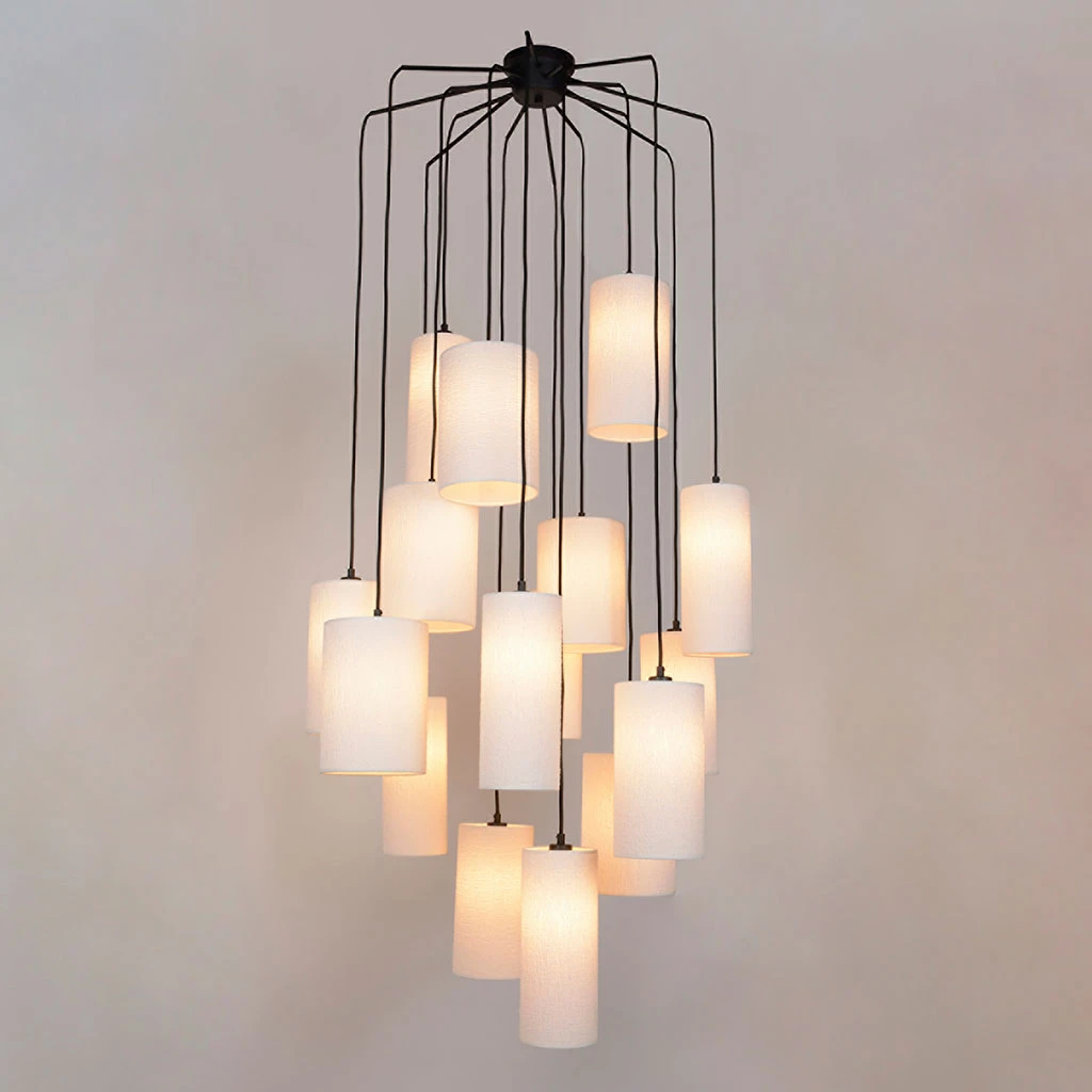 Market Set Suspension Grappe 16 Lumieres En Tissu Bouclette H204cm Blanc - Cosiness 5 Market Set Suspension Grappe 16 Lumieres En Tissu Bouclette H204cm Blanc - Cosiness – Image 3