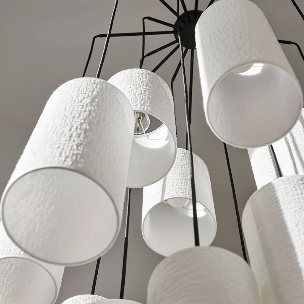 Market Set Suspension Grappe 16 Lumieres En Tissu Bouclette H204cm Blanc - Cosiness 9 Market Set Suspension Grappe 16 Lumieres En Tissu Bouclette H204cm Blanc - Cosiness – Image 7