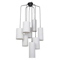 Market Set Suspension Grappe 8 Lumieres En Tissu Et Métal H168 Blanc - Cosiness