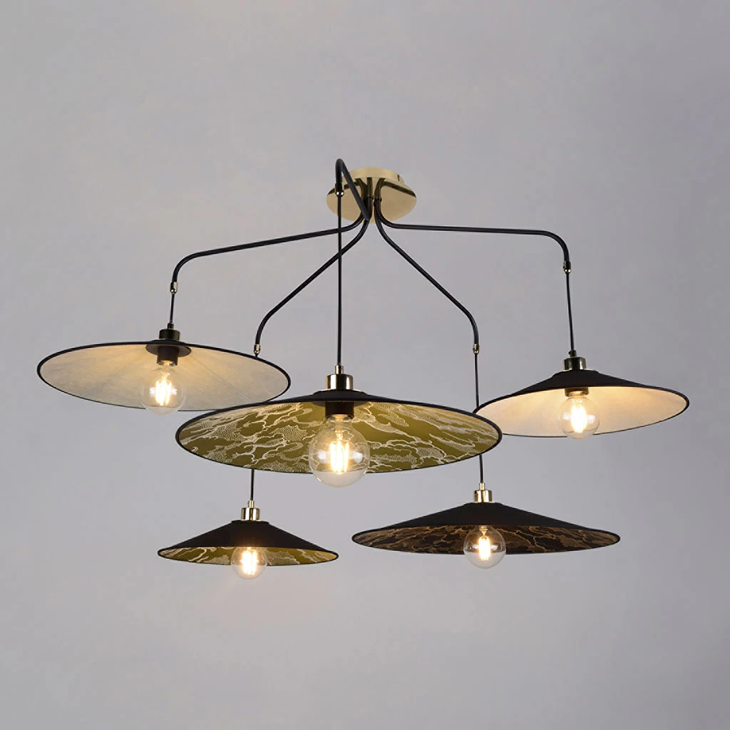 Market Set Plafonnier 5 Lumières En Tissu Et Métal Kumo Multicolore - Gatsby 5 Market Set Plafonnier 5 Lumières En Tissu Et Métal Kumo Multicolore - Gatsby – Image 3