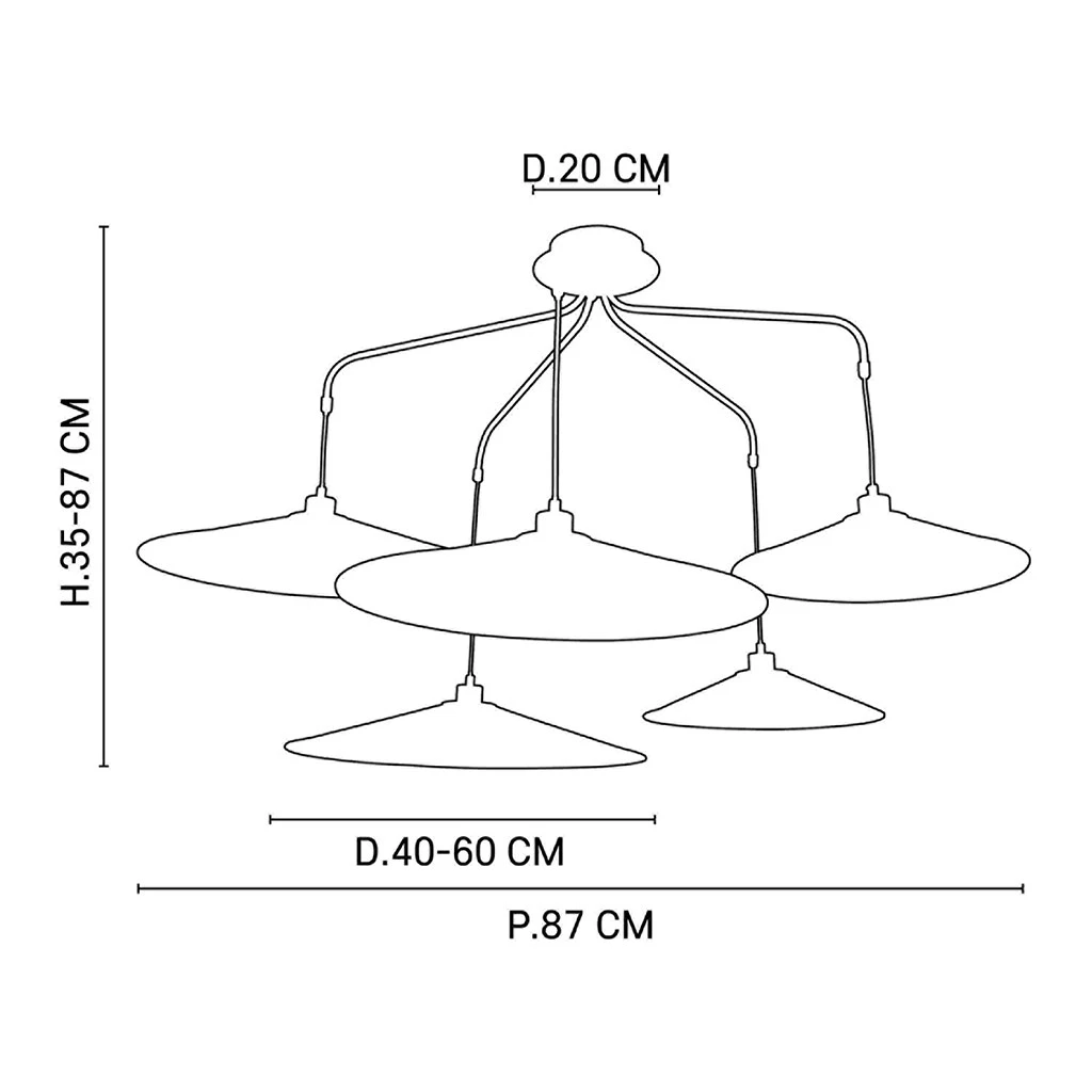 Market Set Plafonnier 5 Lumières En Tissu Et Métal Kumo Multicolore - Gatsby 6 Market Set Plafonnier 5 Lumières En Tissu Et Métal Kumo Multicolore - Gatsby – Image 4