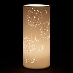 SEMA DESIGN Lampe Cylindre En Porcelaine H28cm Blanc - Fleur -SEMA DESIGN Boutique 74747 DET03 WEB