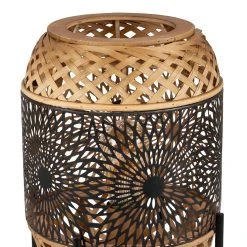 SEMA DESIGN Lampe Sur Pied Fer Et Bambou H59cm Noir Et Doré - Rosalie -SEMA DESIGN Boutique 74976 DET02 WEB