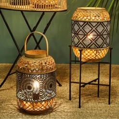 SEMA DESIGN Lampe Lanterne En Bambou Et Fer H36.5cm Noir Et Nature - Rosalie -SEMA DESIGN Boutique 7ef57 lanterne en bambou et forme geometrique noir